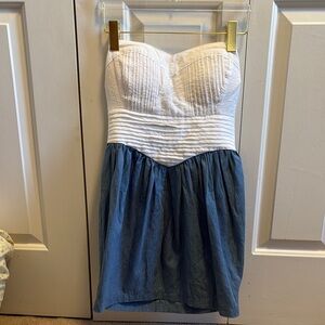 Strapless White and Blue Dress